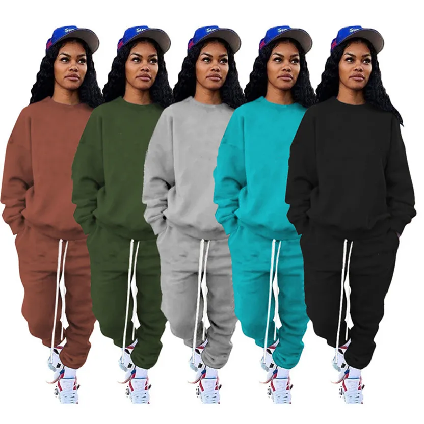 Fall winter clothing Women jogging suit fleece tracksuits long sleeve hoodies pants two piece set plus size 2X outfits thick sweatsuits 4290