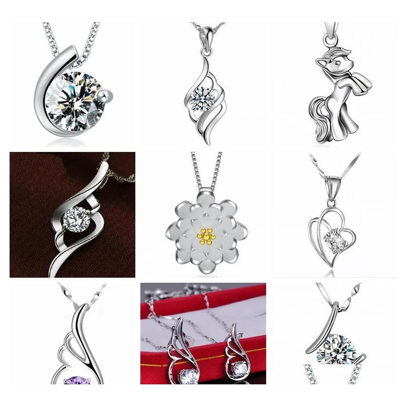 45 styles 925 sterling silver pendant necklace without chain fashion charms pendants necklaces pearl crystal flower pendants jewelry