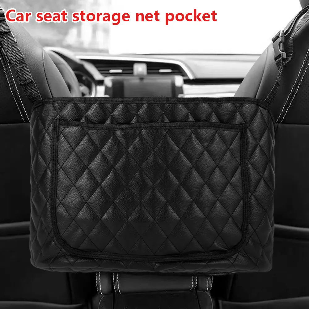 Leather Car Purse Holder: Large Capacity Storage Bag For Front