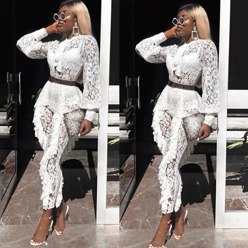 White sheer jumpsuit hotsell