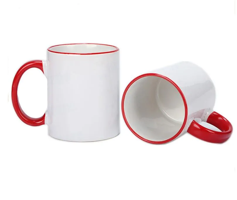 320ml Ceramic Blank Sublimation Mug Heat Transfer MDF Handle Mugs Personality DIY Simple Coffee Cup Gift Supplies SN3934