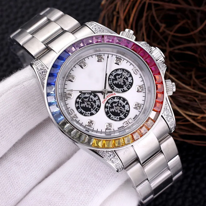 Orologi da uomo casual Orologio meccanico automatico da 40 mm Orologio da polso con diamanti con cinturino in acciaio inossidabile a specchio con