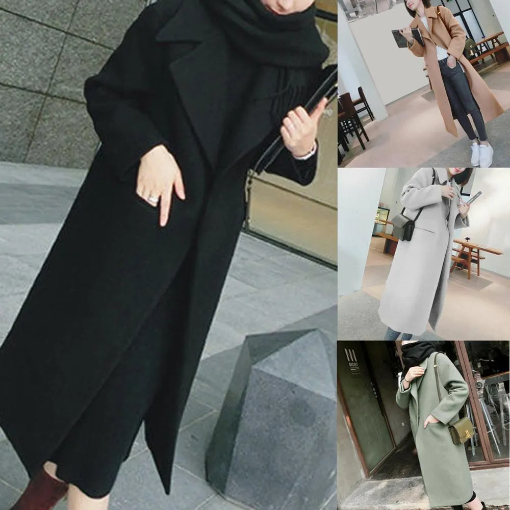 Abrigo Largo Mujer Womens 2020 겨울 트렌치 롱 코트 Outwear Lapel 양모 재킷 Overcoat Chaquetones de Mujer Invierno LJ201128