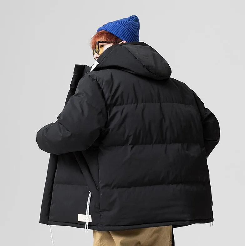 Stylish Black And White Parka Oversized Puffer Coat For Men