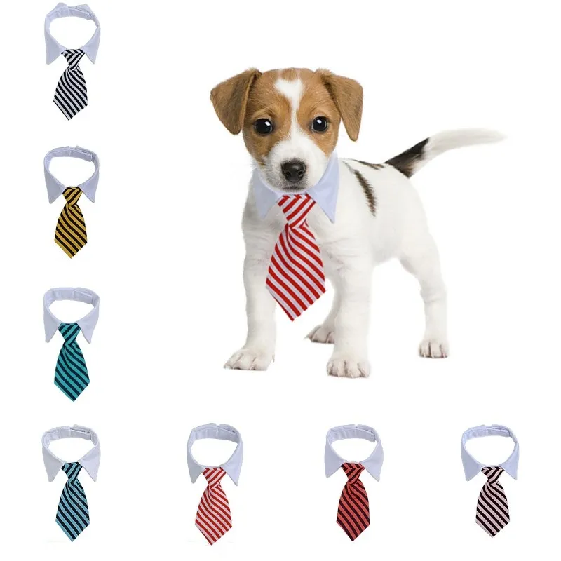 Полосатый галстук для домашних животных Высококачественный полиэстер Хлопок Джентльмен Стиль Собака Кошка Регулируемая галстука S M M Уход за животными