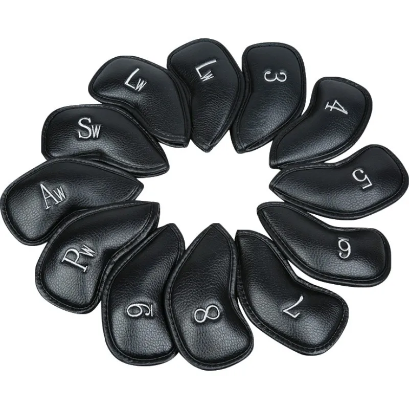 12 Pcs Portable PU Golf Club Iron Head Covers Protector Golf Head Cover Set DHL Free Shipping