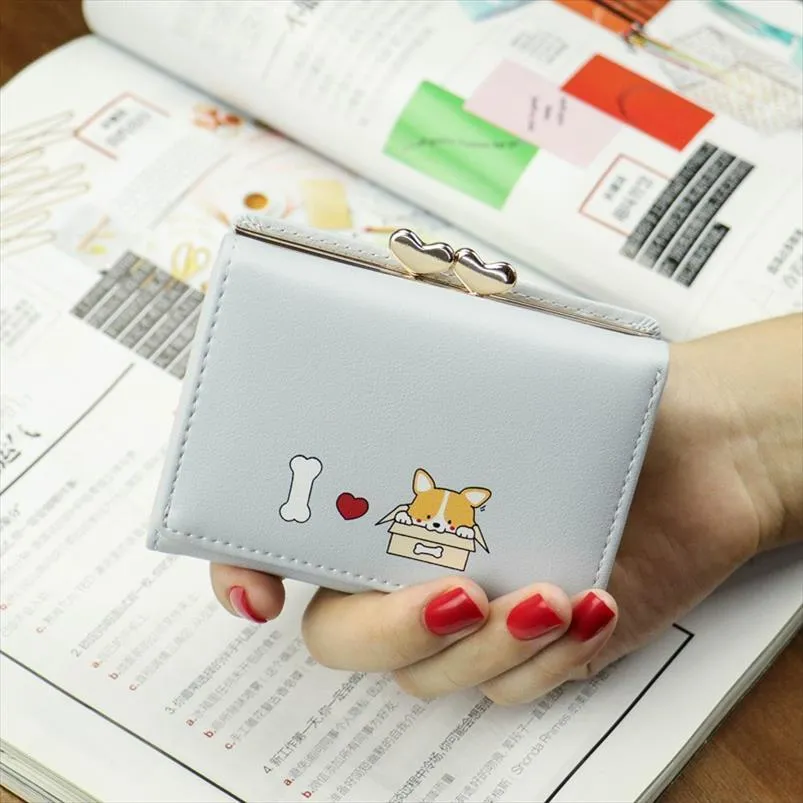 熱い販売漫画女性の財布小さなかわいいCorgi Dogeの財布女性の短い革の財布のPortefeuilleの女性財布クラッチ
