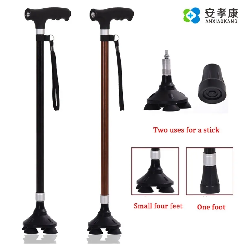 Old Man Walking Stick Telescopic Canes T Handle Baston Elder Stable Crutch No Slip Pole Folding Hiking Elderly Walk 220104