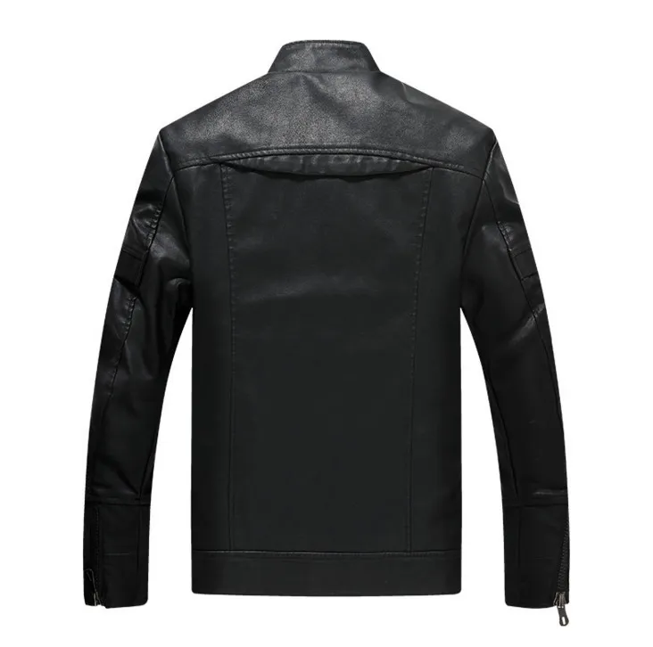 High quality PU leather jackets Autumn Stand Collar Vintage motorcycle leather jacket fashion Men leather jackets coats Khaki