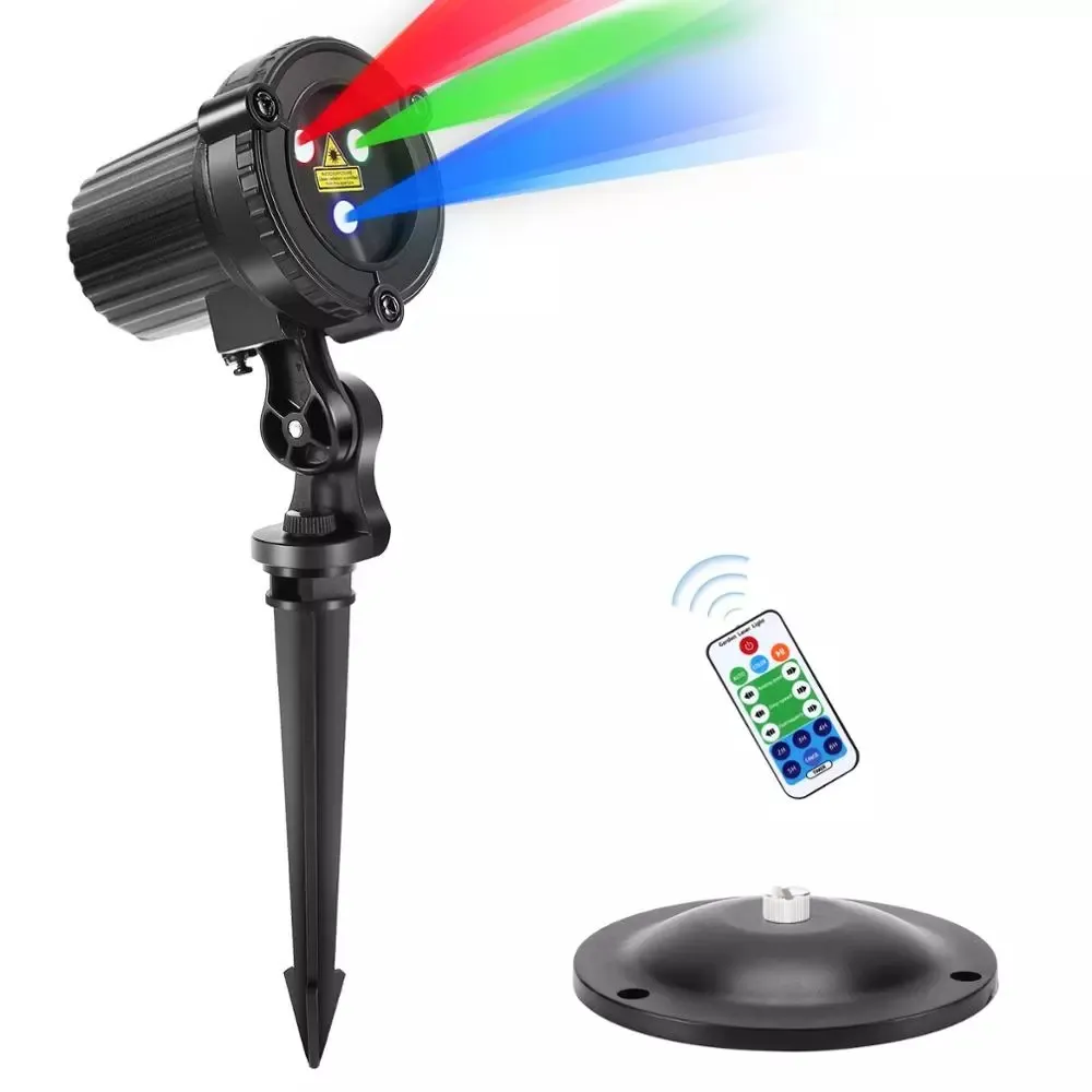 RGB laser luzes de Natal em movimento estrelas Vermelho verde chuveiros azul jardim jardim à prova d 'água ip65 decoração com remoto e base