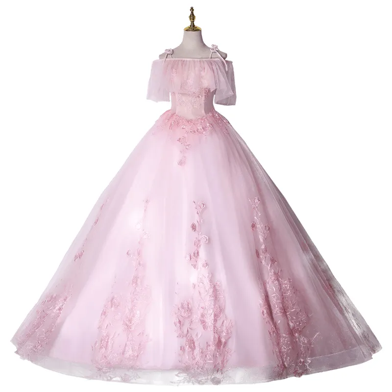 Medieval princess costume dress short sleeve pink embroidery beading fairy  tale ball gown from Dhgate Theme Costume - price 170.56