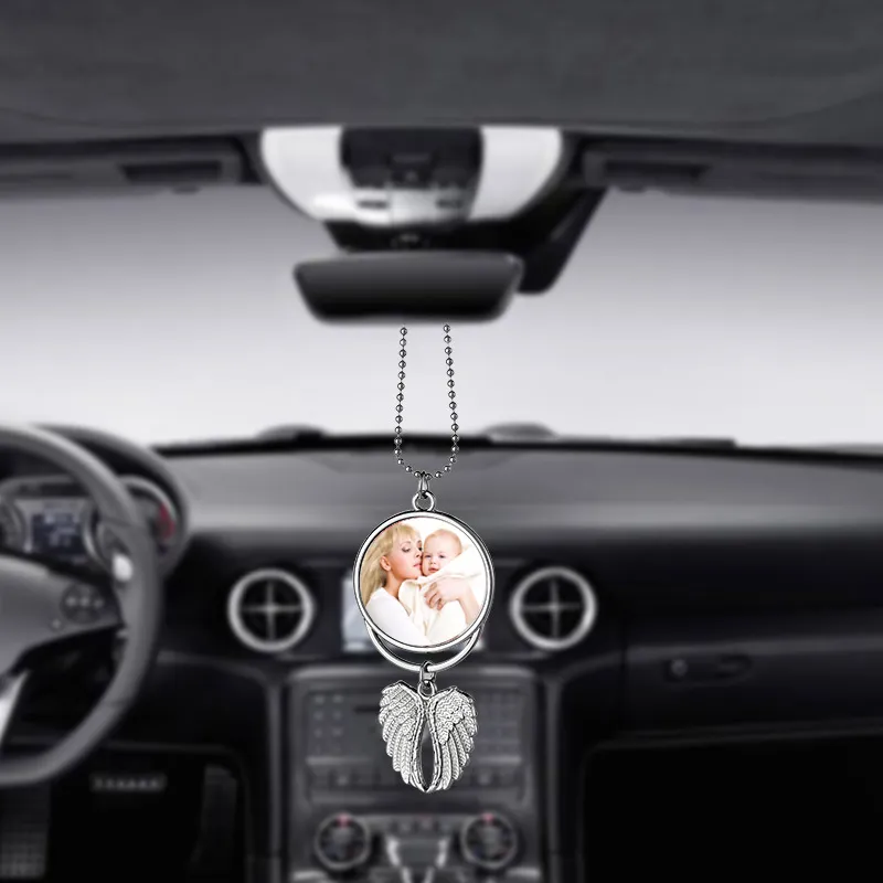 Sublimação Decorações de enfeites de carros ANGEL WINGS Forma em branco de impressão de transferência quente de consumo para o carro Keychain Decoração de casa