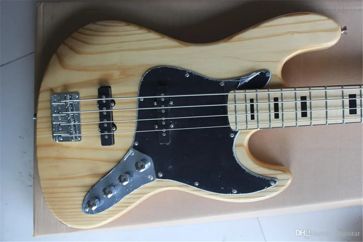 2021 Ny naturlig träfärg 4 strängar Jazz Electric Bass Guitar med aktiva pickup i lager