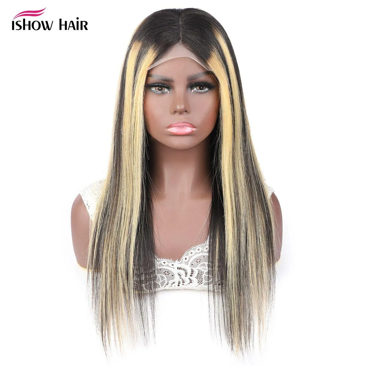 Remy Pre Plucked Human Hair Wigs for Women Show 13x4 Transparent Lace Front Wig 13x1 T Part Straight 1B/613 Ombre Natural Blonde Color