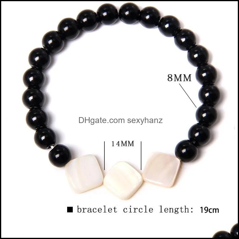 Natural Irregular Freshwater Mother Of Pearls Beads Bracelets Men 6 mm Polsihed Black Onyx Agat Bracelet Women Handmade Jewelry