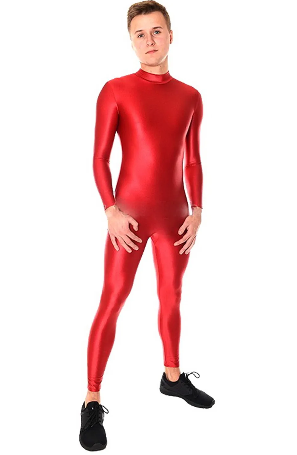 Sexy Red Lycra Spandex Shiny Spandex Catsuit For Unisex Yoga