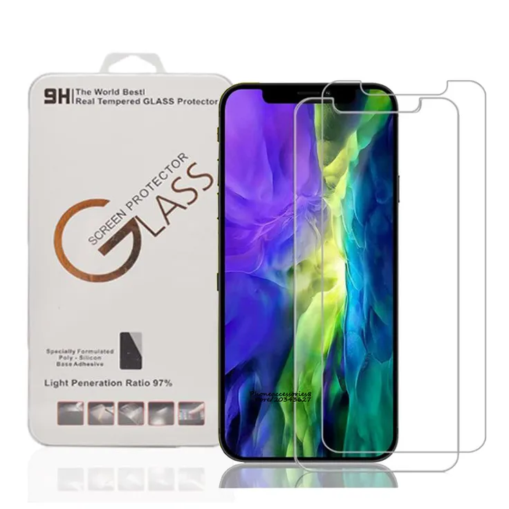 2.5d Hermed Glass Phone Screen Protector för iPhone 12 iPhone 11 Pro Max XR XS X XS max 8 7 Samsung A11 A21 A01 A31 A51 A71 A21S A11S
