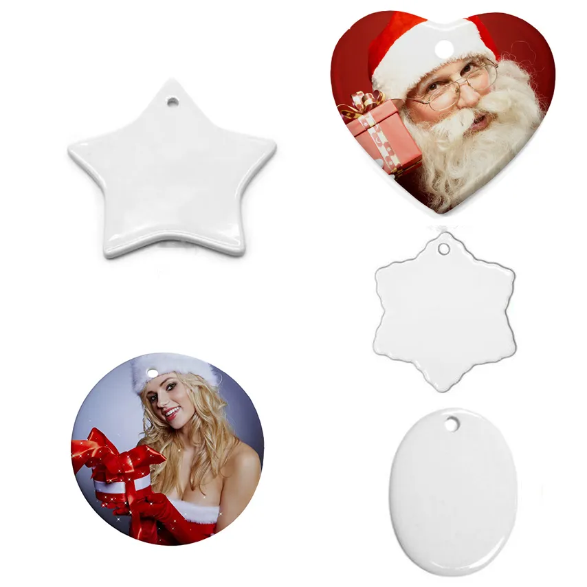 Christmas Sublimation Ceramic Pendant D￩coration Ceramics Arts and Crafts Ornement Four des p￨res