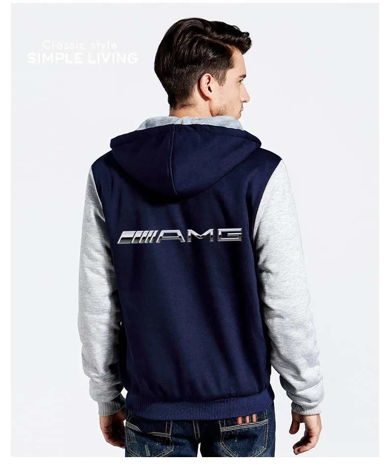 Mercedes Amg Mens Winter Fashion Outwear Thicken Jacket Slim Fit