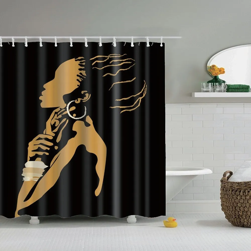 LGhtyro Black Girl Shower Curtain Bathroom Set 60Wx71H