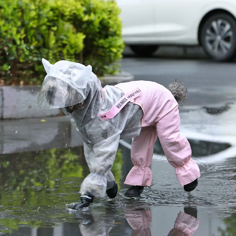 HOOPET Dog Raincoat Vêtements Combinaison de pluie imperméable pour petits chiens Vêtements de plein air Manteau Fournitures pour animaux de compagnie 201127