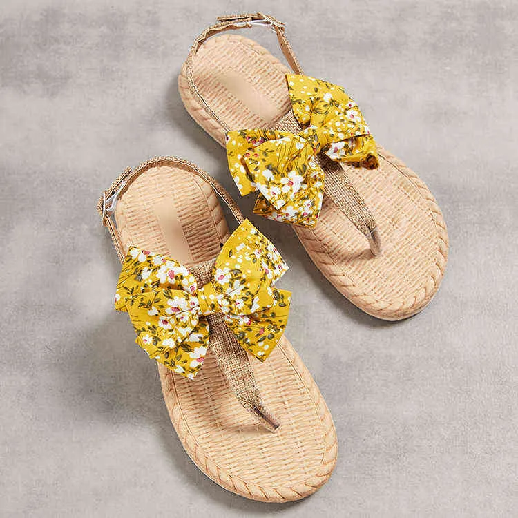 Femmes été imprimé léopard pantoufles Floral semelle souple sandales en plein air plage bohême chaussures romain tongs femmes arc chaussures Y220221