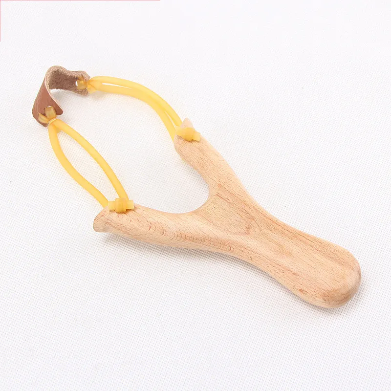 Children`s Wooden Slingshot Rubber String Traditional Hunting Tools Kids Outdoor Play Sling Shots Shooting Toys Handheld Wood Slingshot