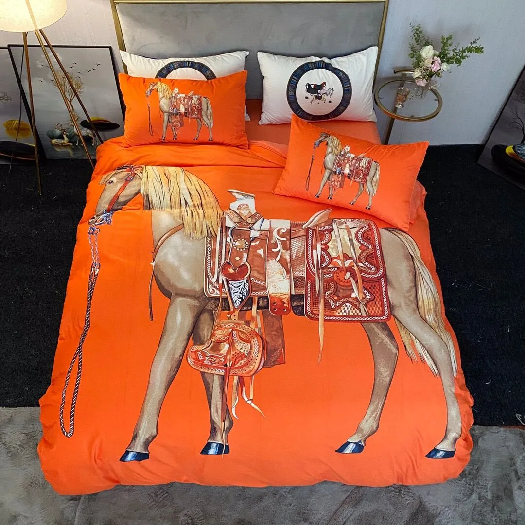 2022 orange sängkläder uppsättningar täcker 4 datorer sammet queen size -bäddsäcken set kudde fodral lyxiga king size lakan set hem dekoration