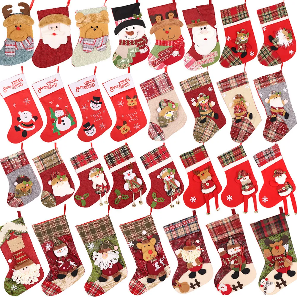Nouveau Bas de Noël Décor Arbres de Noël Arbres de Noël Décorations Party Santa Snow Elk Design Passage de bonbons Noël cadeaux sac en gros