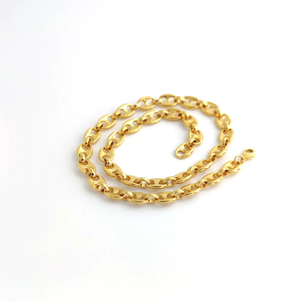 Collier en or fin jaune massif 14 carats pour hommes, anneaux avec personnage du soleil GF, chaîne à maillons, 24 à 10mm, cadeau d'anniversaire, de saint-valentin, précieux 2975