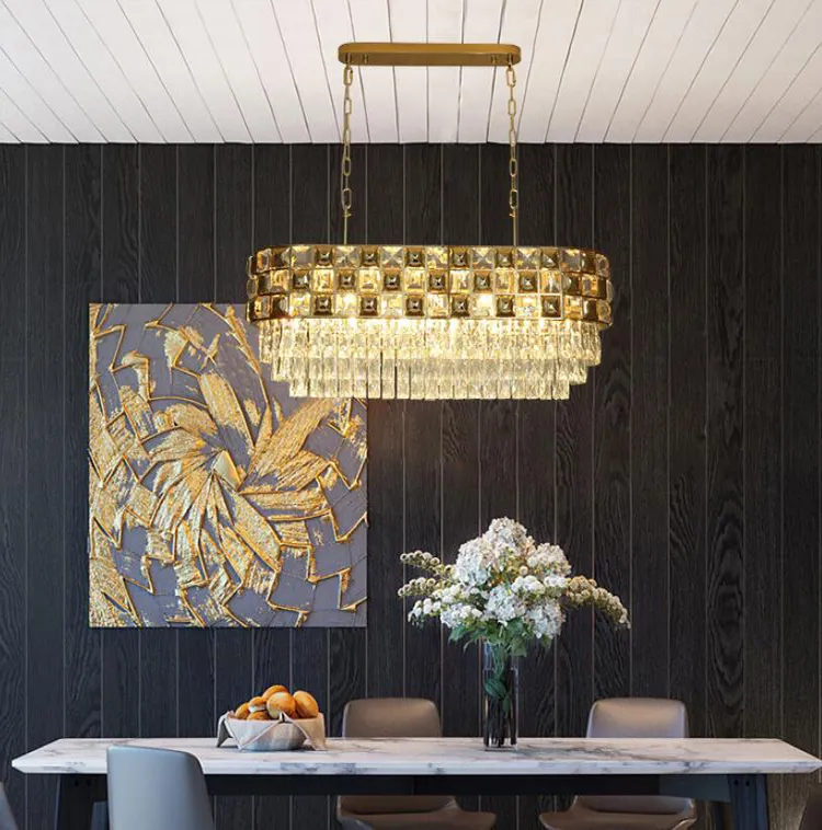 Yemek odası için yeni modern avize aydınlatma ev dekorasyon kristal avizeler lüks kristal altın led avize