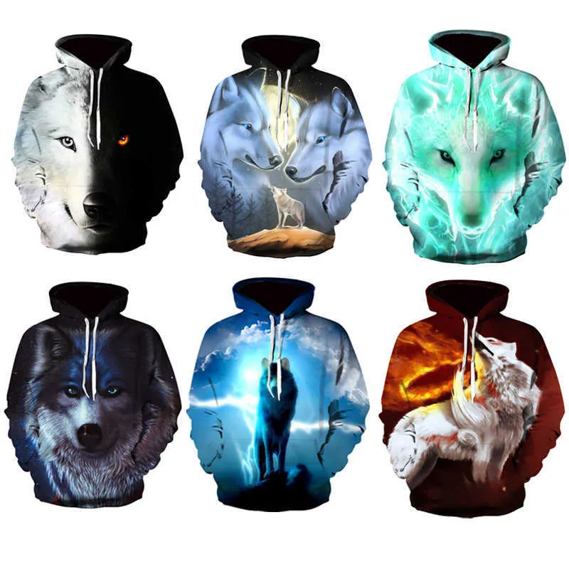 Mejor Precio En A Granel Moda Felpe Con Cappuccio Da Uomo A Maniche Lunghe Moda Ghiaccio E Fuoco Occhi Lupo Stampato Felpa Da Uomo Abbigliamento Streetwear Felpa Con Cappuccio Harajuku Envio