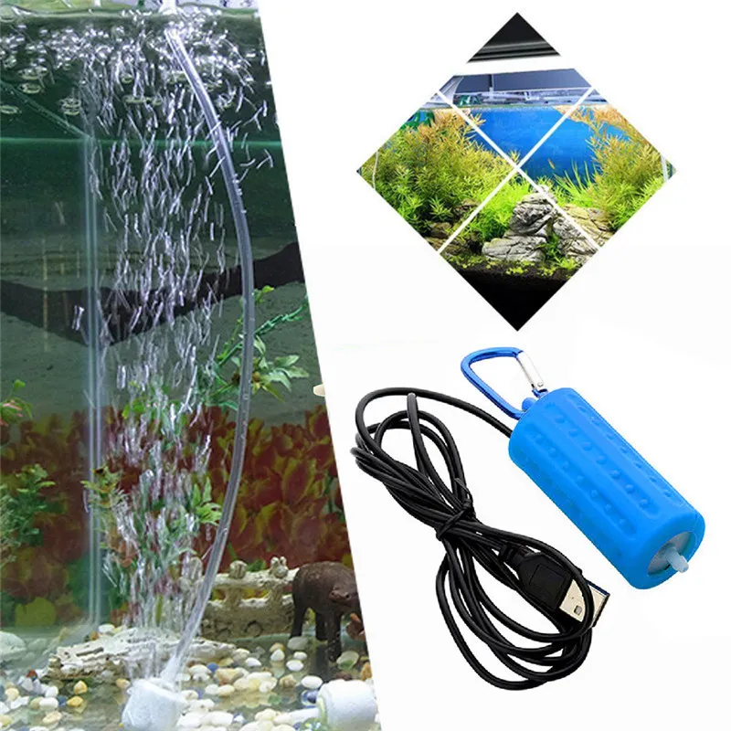 Bomba de aire Aquarium Mini USB Bomba de aire de oxígeno Válvula de comprobante Manguera de silencio con suministros de ahorro de energía de piedra Accesorios de acuario de aire de pescado Y200922