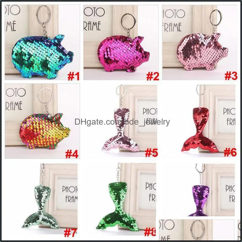 Kids Toys Keychain 94 Styles Glitter Sequins Mermaid Charms Paillette Pendants Keyring DIY Mermaid Keychains Jewelry Accessories Best