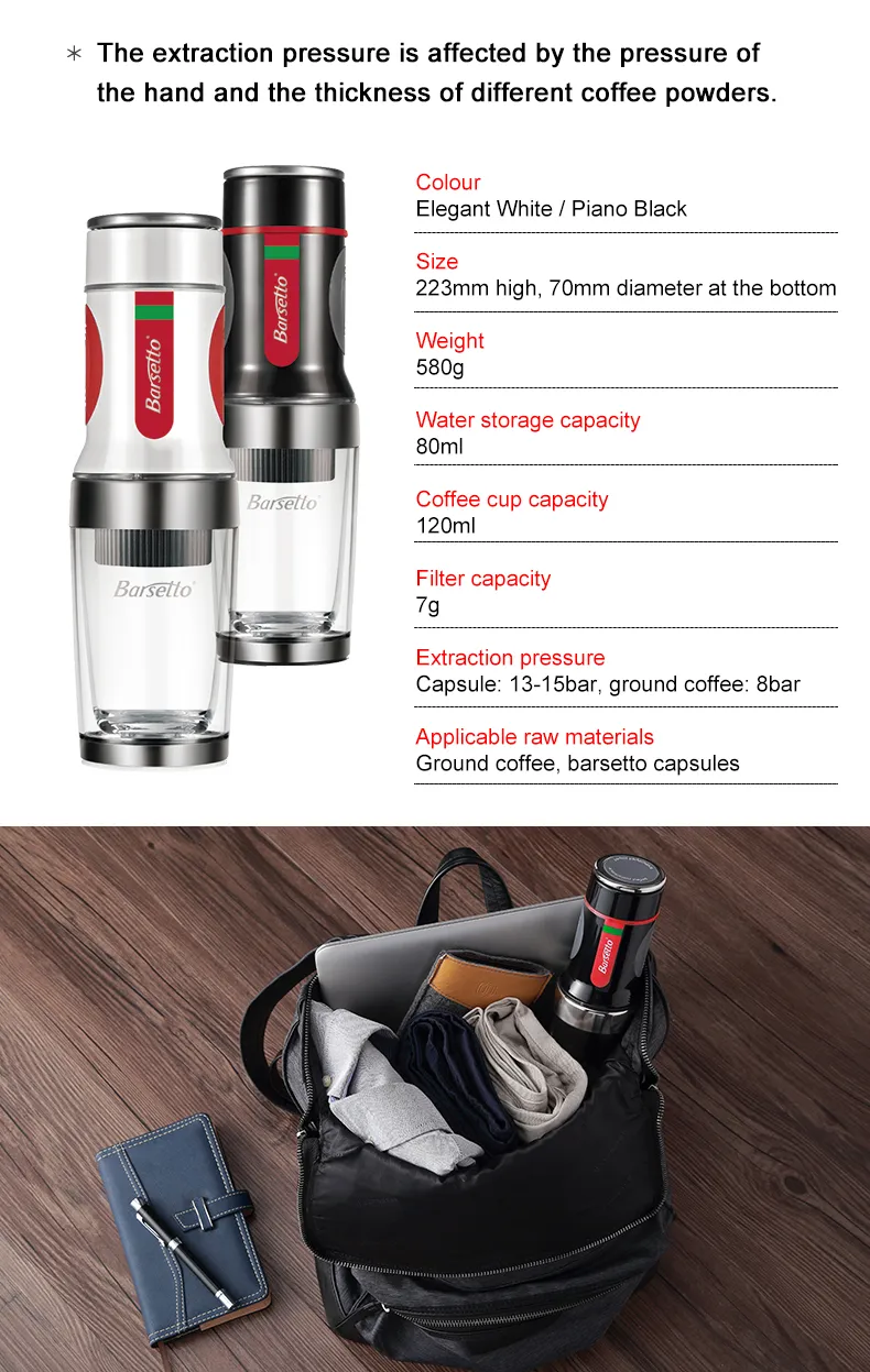 Barsetto Tripresso Portable Coffee Grinder And Brewer Hand Press