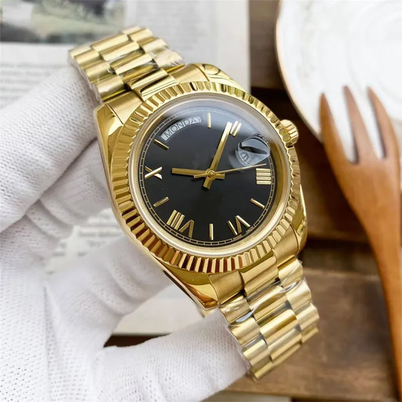 أزياء الرجال الميكانيكية الآلية مشاهدة Wristwatch 41mm ستيل الفولاذ المقاوم للصدأ الساعات الساعات الذهب معصم الذهب