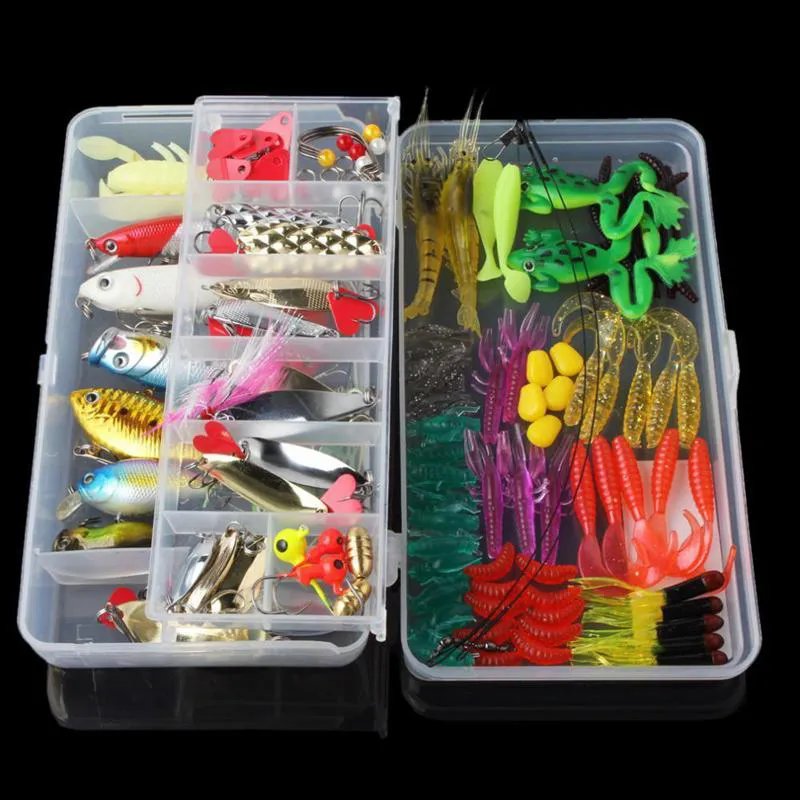 Fishing Lures Kit Fishing Tackle Box with Tackle Included Frog Lures  Fishing Spoons Saltwater Pencil Bait Grasshopper Lures for Bass Trout