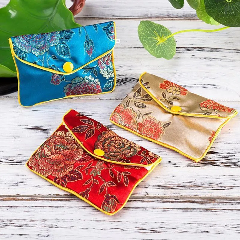 Sacs de rangement Pendentifs Pochette Cadeau Kit Chinese Ladys Silk Coin Zipper Small