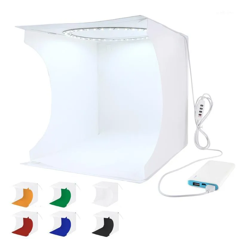 Caixa de estúdios de fotografia dobrável fotografando caixa de luz da tenda mini portátil dobrável fotografia kit de iluminação 6 cores backdrops1