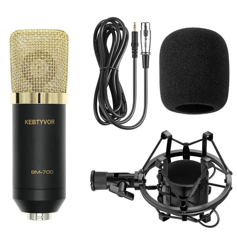 BM-700 Professional Uni-Directional Studio Studio Sound Recording Mikrofon z uchwytem wstrząsowym i nasadką antywidualną