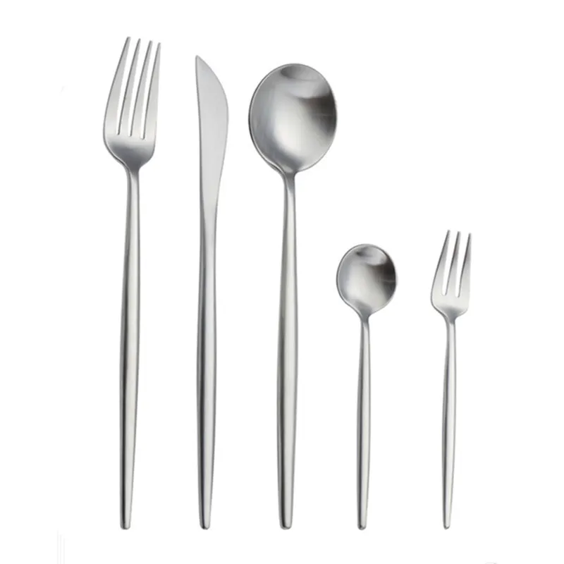 24PCS-30PCS Silver Bestick Gullig Elf Porslin Set Rostfritt Stål Middag Gaffel Kniv Scroops Set Silverware Set Y200111