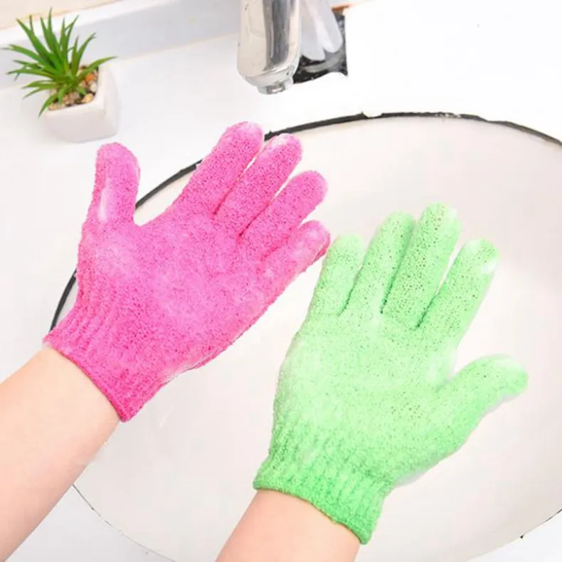 Bath Shower Gloves Candy Colors Mud Scrub Towel Five Fingers Exfoliating Spa Bath Gloves Body Massage Cleaning Scrubber 7 Colors BT4874