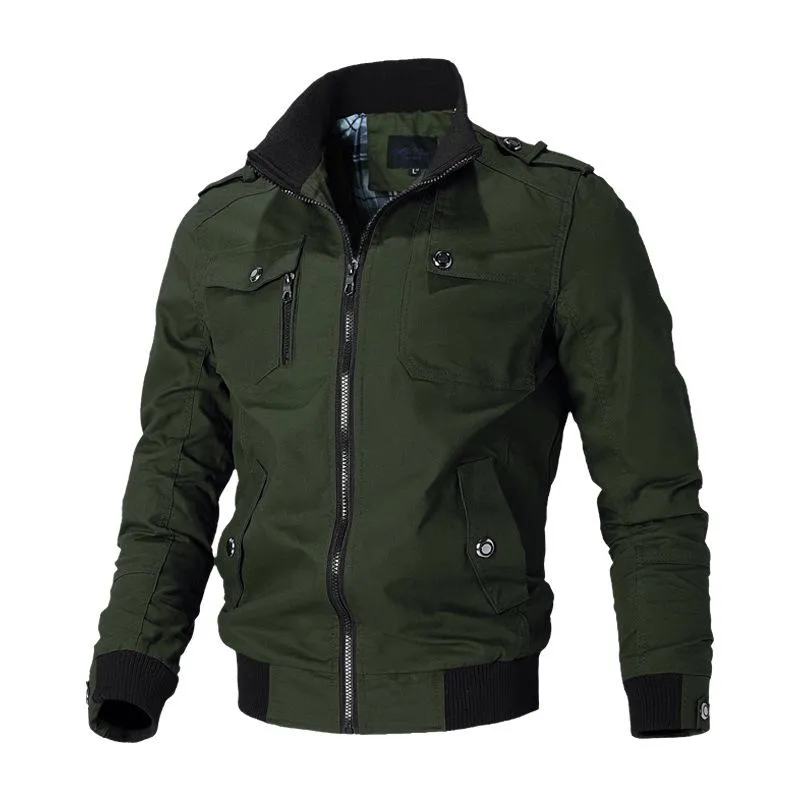 Mäns Jackor Casual Jacket Män Vår Höst Armé Mens Coats Man Ytterkläder Windbreaker Varumärke Kläder Zipper Dekoration