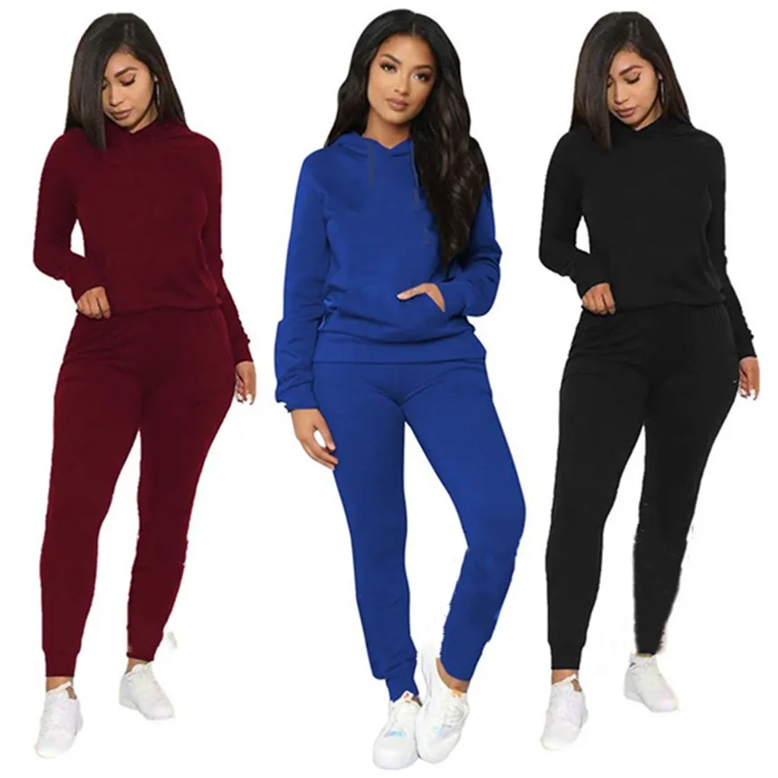 Tuta da jogger da donna taglie forti 2X abiti autunno inverno tute cappuccio felpe con cappuccio + pantaloni set due pezzi abbigliamento sportivo casual tute nere 3656