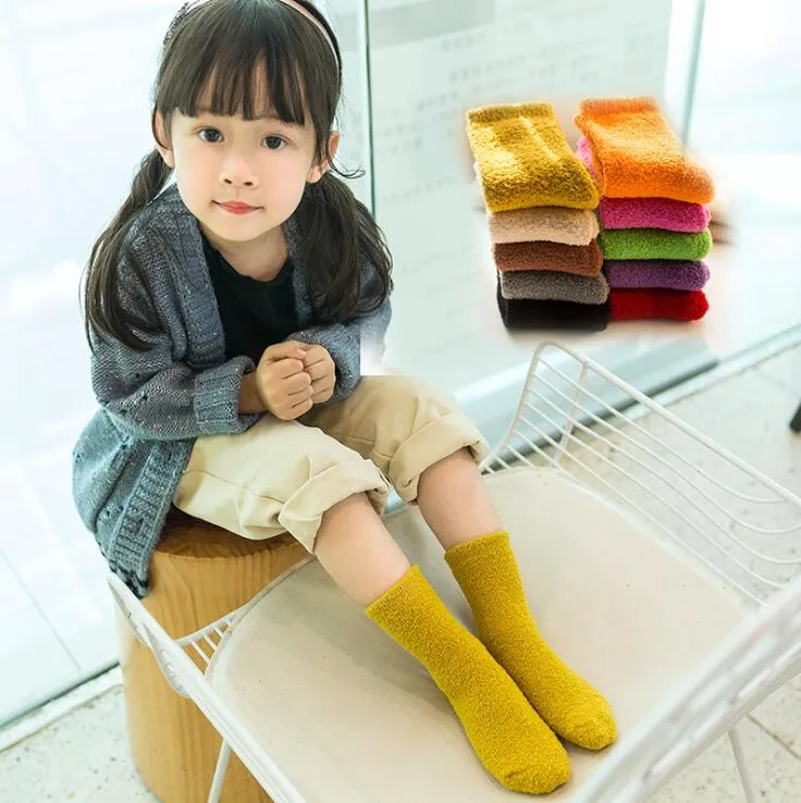 Mode Enfants Garçons Filles Chaussettes Chaudes Éponge Serviette