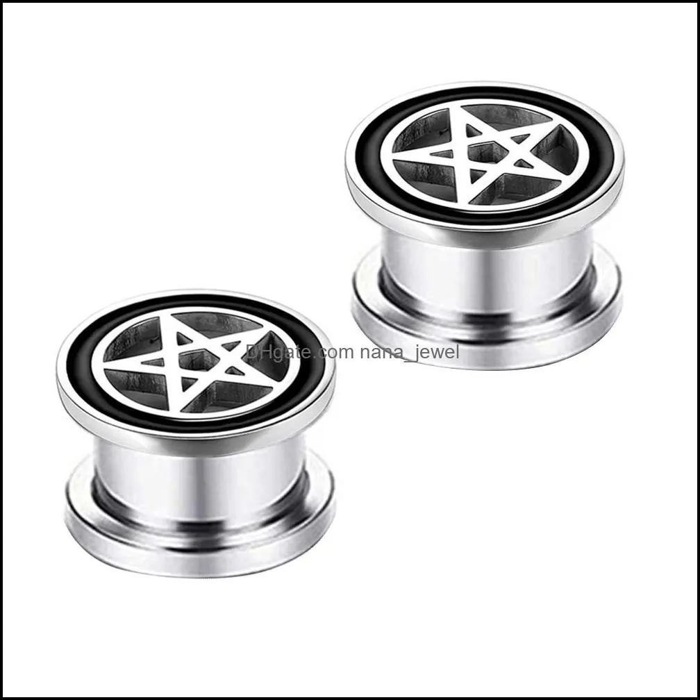 Stainless Steel Black Rims Screw Tunnels Ear Plugs Expander Stretcher Piercing Stainless Steel Black Rims Screw Tunnels Ear Plugs Expander Stretcher Piercing
