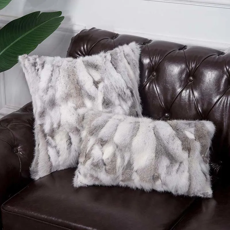 natural rabbit fur pillow case 800