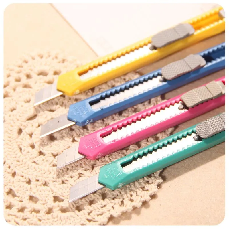 mini Utility knife office school student paper cutters candy colors multifunction package express knife DIY DH8557