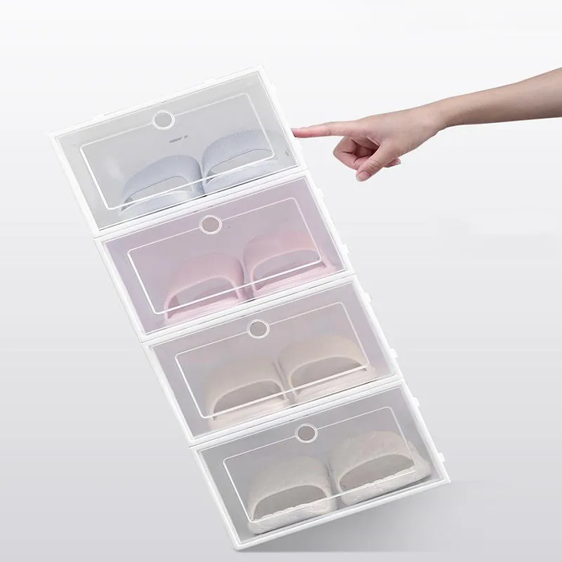 Thicken Clear Shoes Boxes Set Multicolor Foldable Shoe Storage Plastic Clear Home Shoe Rack Organizer Stack Display Box