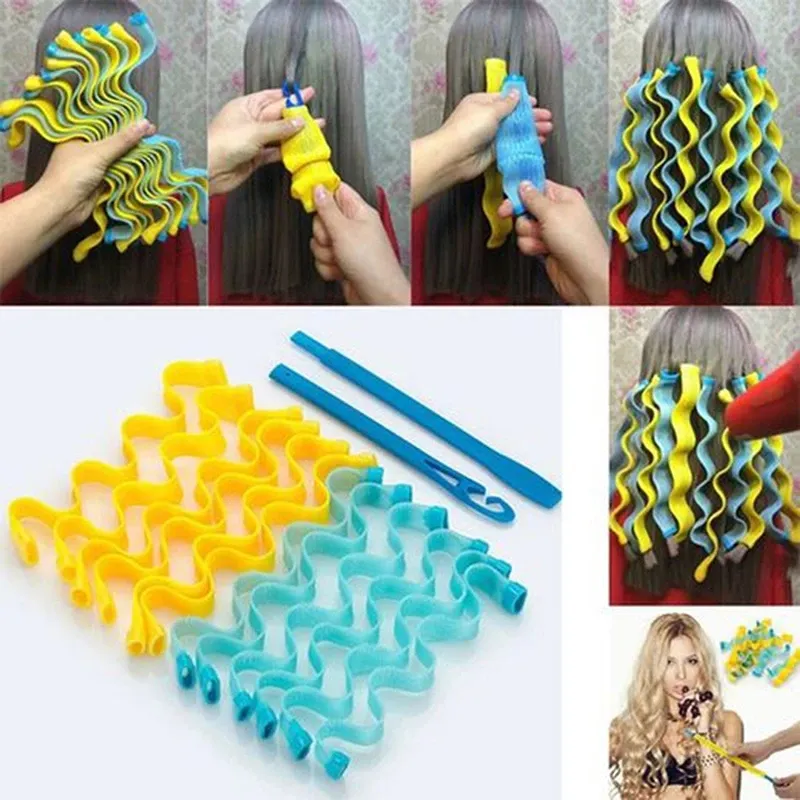 12PCS DIY Magic Hair Curler 30CM Tragbare Frisur Roller Sticks Langlebige Schönheit Make-Up Curling Haar Styling Werkzeuge w-00594